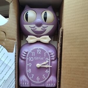 Purple Lavender Kit Cat Klock Clock NIB Mint Condition